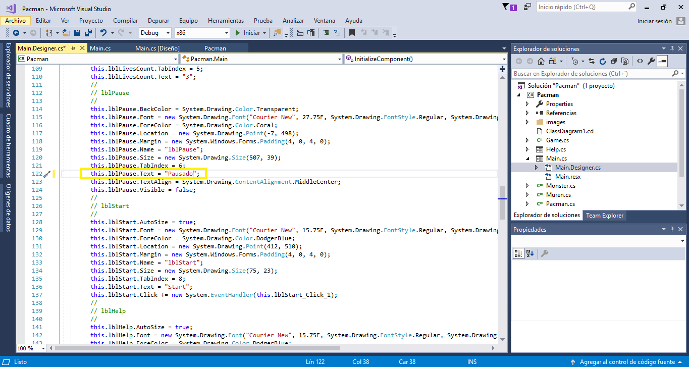 Microsoft Visual Studio interface in which there is translatable text