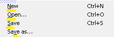 File menu showing hot keys