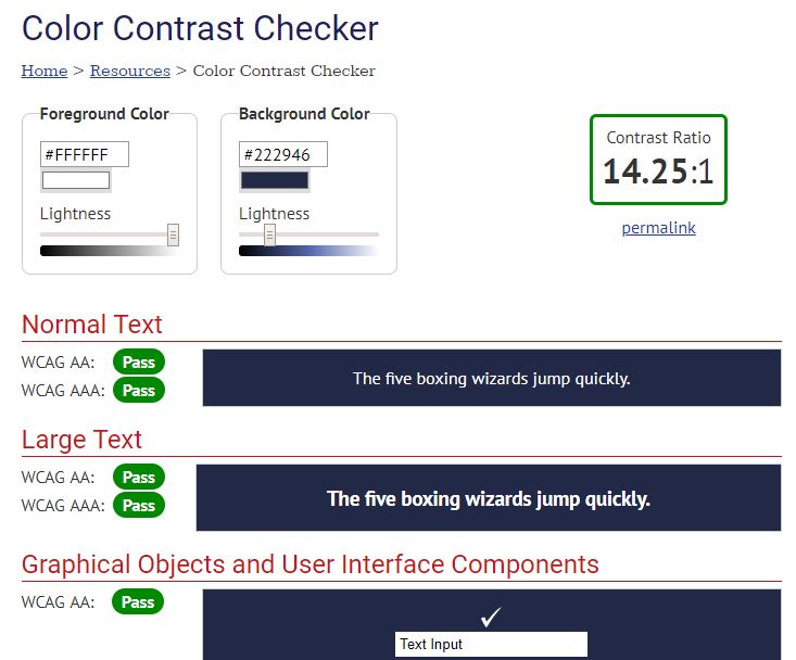 Color Contrast Checker website