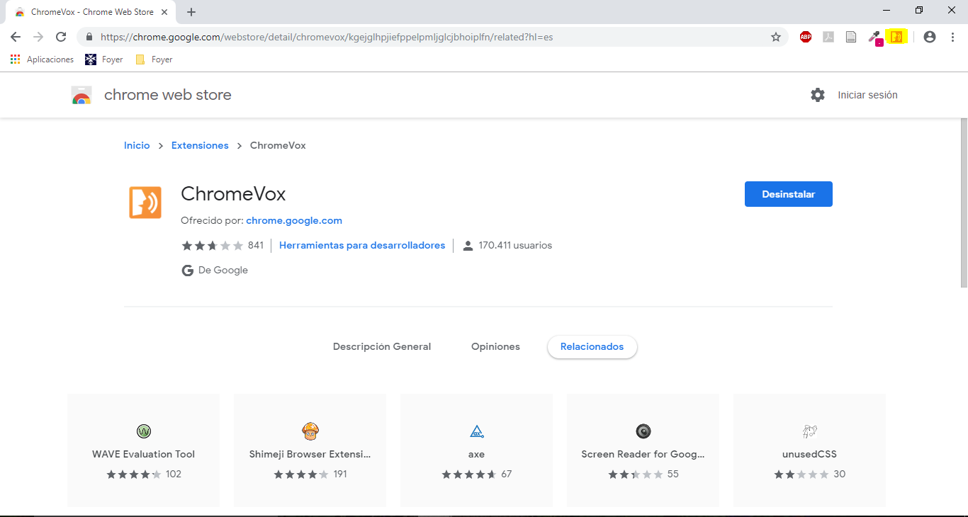 ChromeVox extension for Chrome
